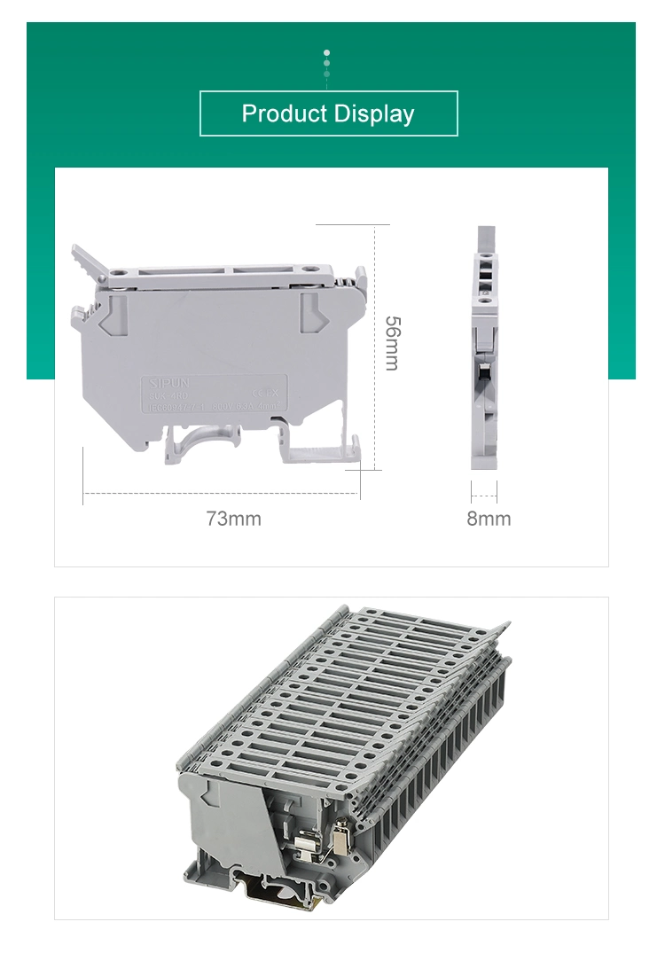 UK Hesi 4mm Screw Type DIN Rail Fuse Terminal Blocks with LED