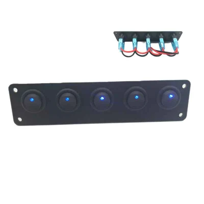 5-Gang-Schalttafel, 12 V, Wippschaltertafel, blaue LED-Schalttafel für LKW, Wohnmobil